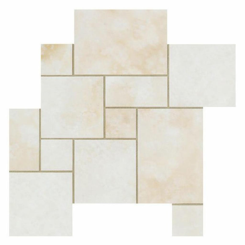 White (Bianco / Vanilla) Onyx Polished Mosaic OPUS 4-pcs. Mini Pattern (Cross-cut)