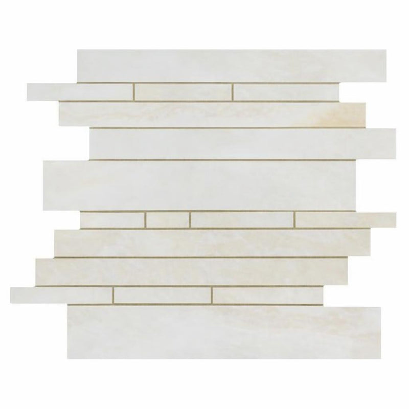 White (Bianco / Vanilla) Onyx Polished Random-Strip Mosaic Random-Strip (Manhattan) Mosaic (Cross-cut)