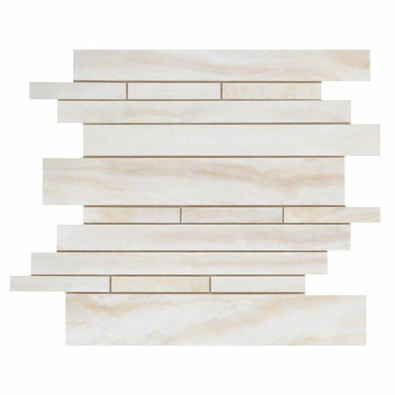 White (Bianco / Vanilla) Onyx Polished Random-Strip Mosaic Random-Strip (Manhattan) Mosaic (Vein-cut)