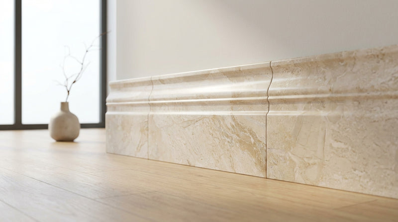 Diano Royal (Queen Beige) Diano Royal Marble 4-3/4x12 Polished / Honed Tile Baseboard Trim