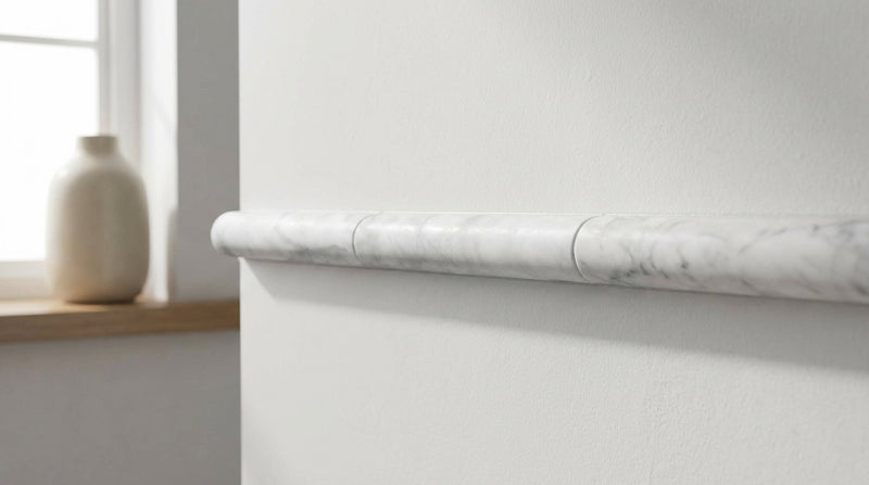 Bianco Congelato Marble 3/4x12 Leathered Dolomite Tile Bullnose Liner