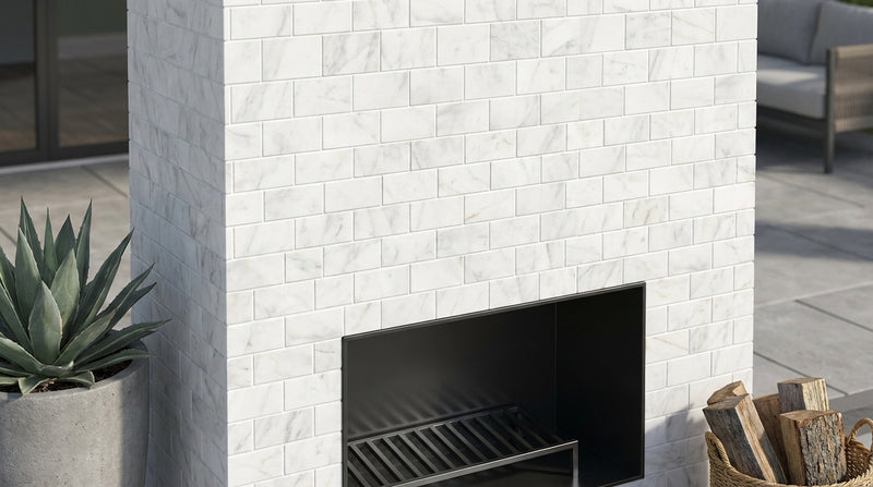 Calacatta Oliva Marble 2x4 Honed Brick Joint Mosaic Brick Mosaic - (Deep-Beveled)