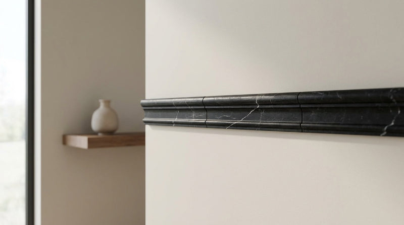 Absolute Black Granite 2x12 Polished Tile OG-1 (Single-step Chair Rail Trim)