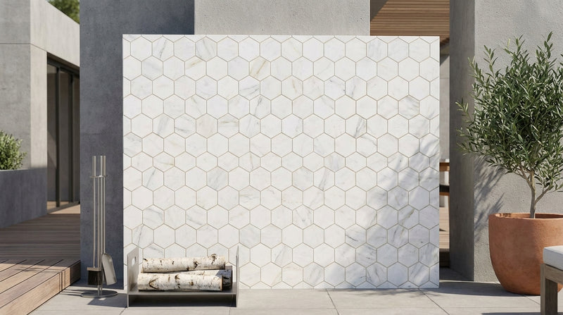 Calacatta Gold (Italian) Marble 3x3 Honed Hexagon Mosaic