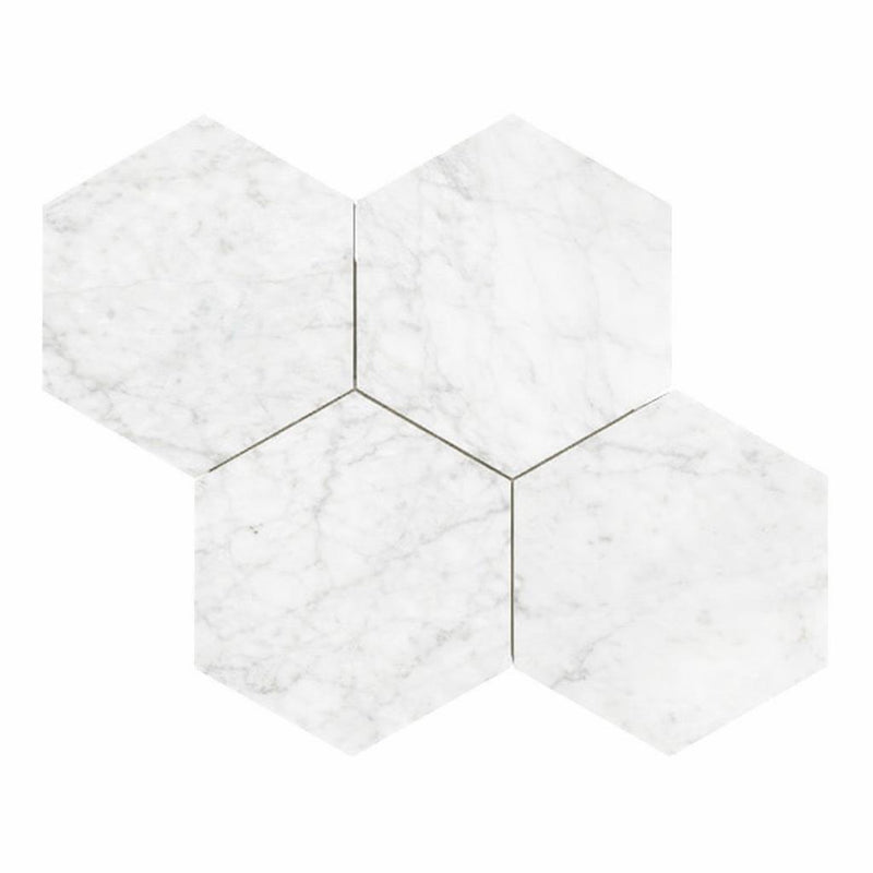Carrara White (Italian) Marble 6x6 Honed Hexagon Mosaic