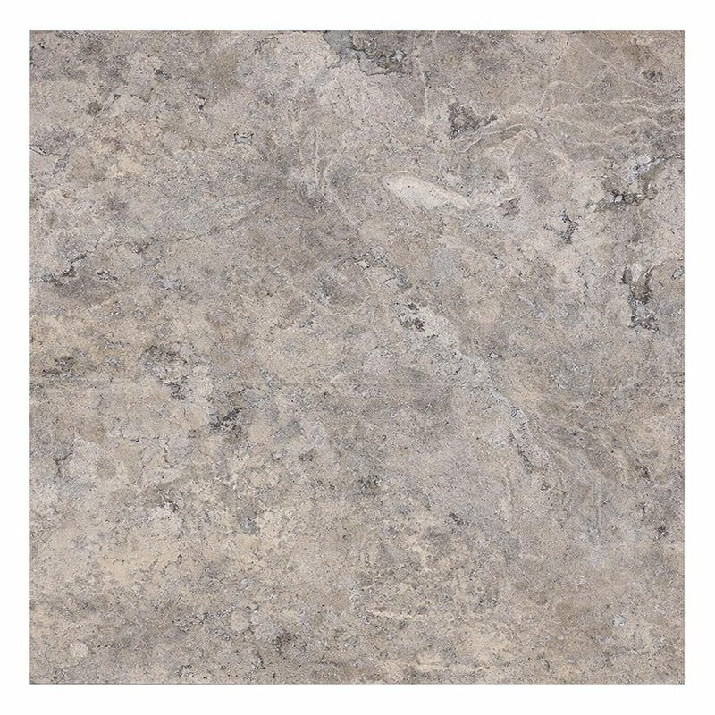 Silver (Pewter Blend) Travertine 18x18 Filled & Honed Travertine Tile