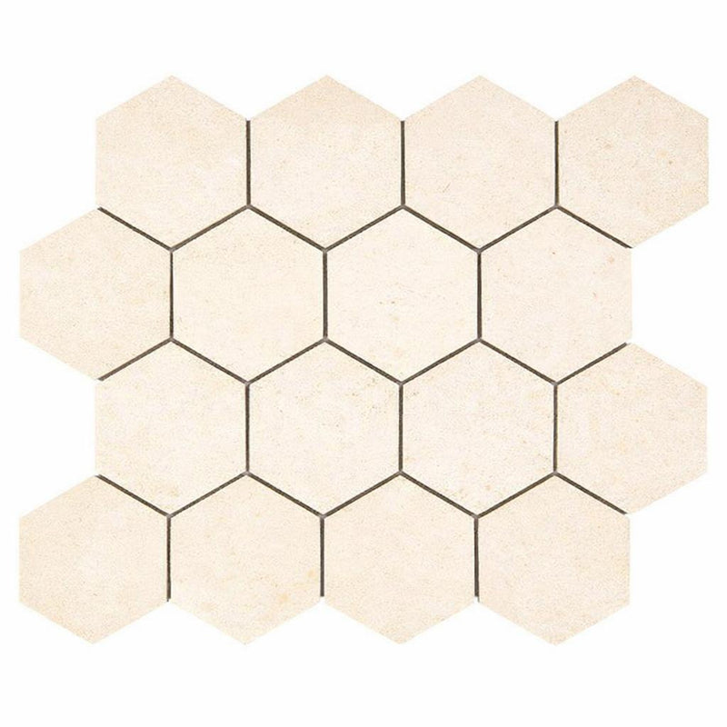 Crema Marfil (Spanish) Marble 3x3 Cream Honed Hexagon Mosaic