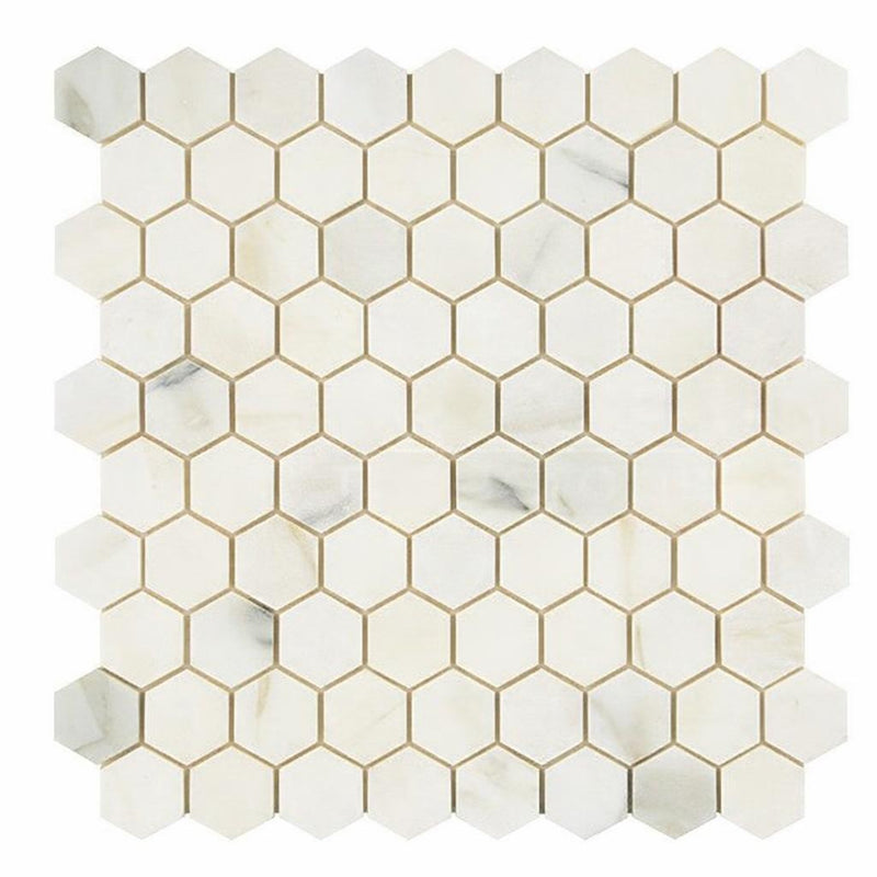 Calacatta Oliva Marble 1-1/4x1 1/4 Honed Hexagon Mosaic