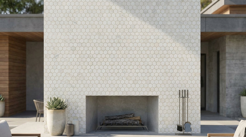 Calacatta Oliva Marble 1-1/4x1 1/4 Honed Hexagon Mosaic