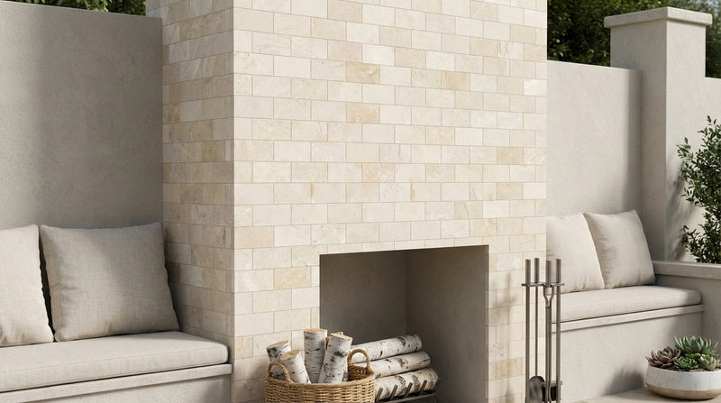 Crema Marfil (Spanish) Marble 2x4 Cream Honed Brick Joint Mosaic Straight-Edged Brick Mosaic