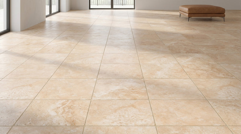 Durango / Paredon (Mexican) - Cross Cut Durango Travertine 12x12 Tumbled Travertine Tile