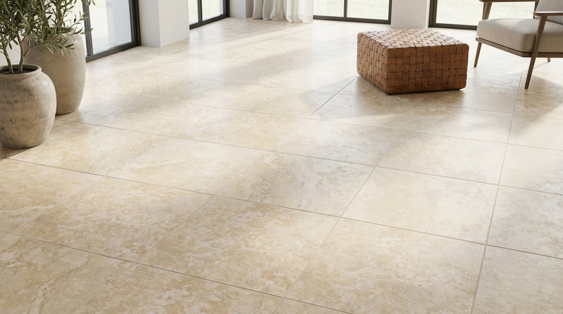 Ivory / Light Travertine 18x18 Cream Tumbled Tile