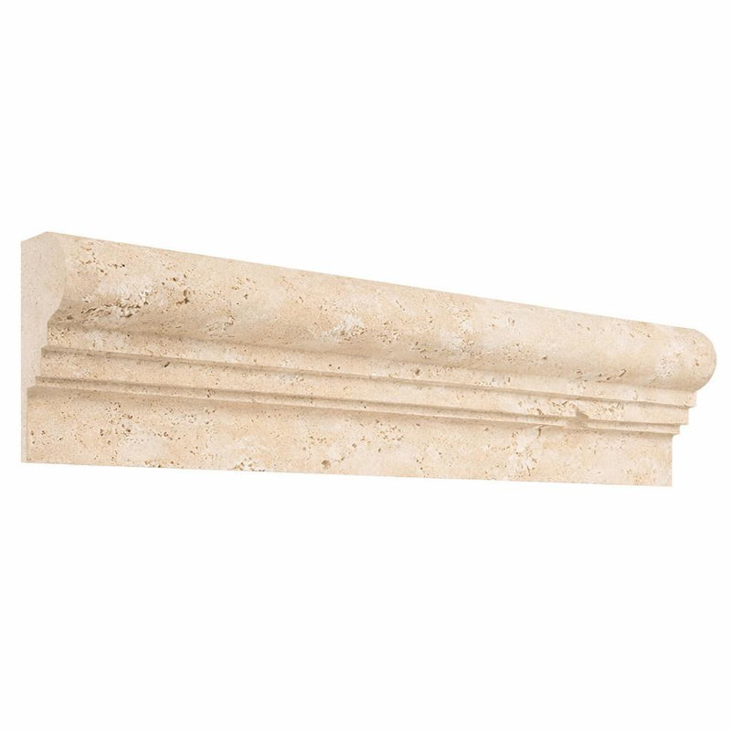 Ivory / Light Travertine 2-1/2x12 Cream Honed Tile OG-2 (Double-step Chair Rail Trim)