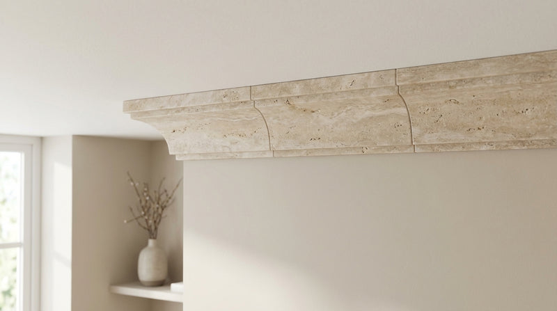Ivory / Light Travertine 2-1/2x12 Cream Honed Tile Crown Molding