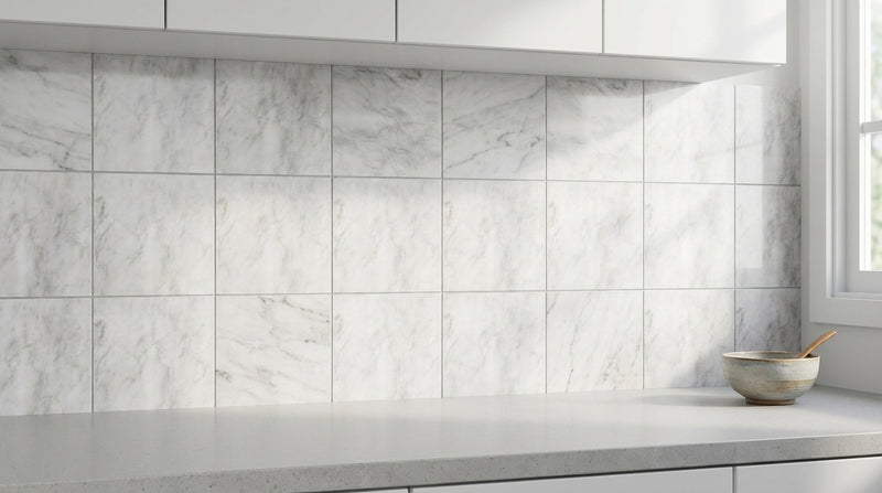Oriental White (Asian Statuary) Marble 4x4 Honed Tile