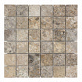 Silver (Pewter Blend) Travertine 2x2 Tumbled Travertine Mosaic