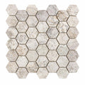 Silver (Pewter Blend) Travertine 2x2 Tumbled Travertine Hexagon Mosaic