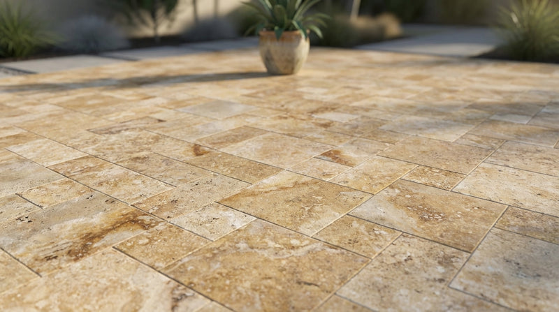 Antico Onyx Versailles Pattern Tumbled Travertine Paver