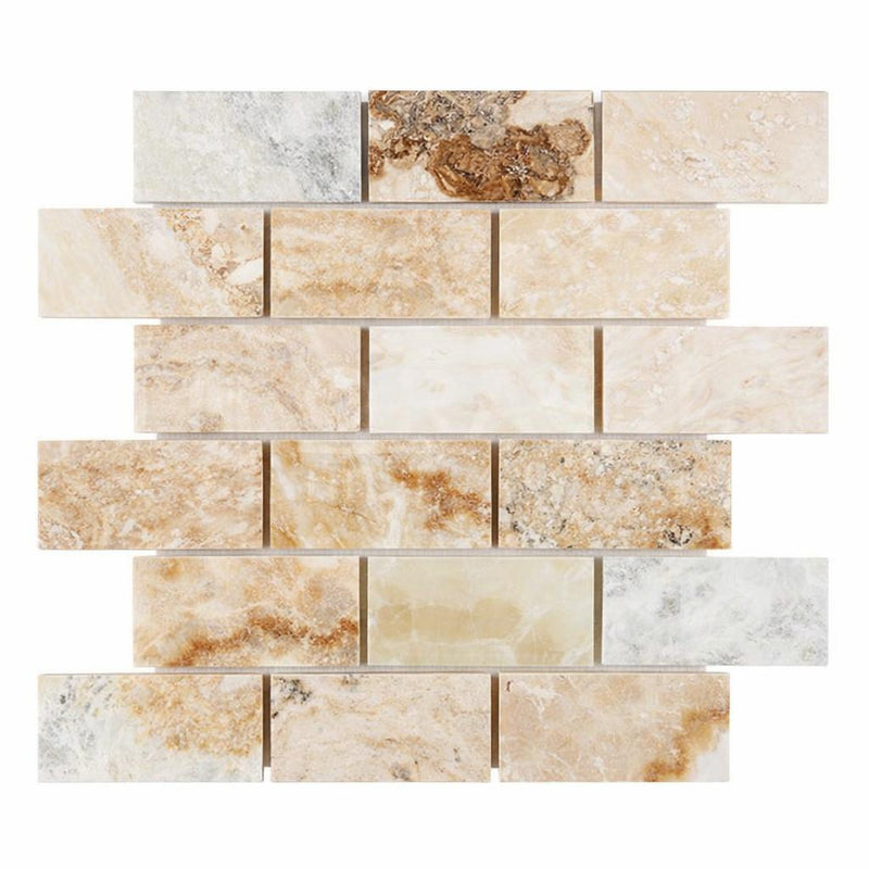 Latravonya Travertine 2x4 Filled & Honed Travertine Brick Joint Mosaic Brick Mosaic