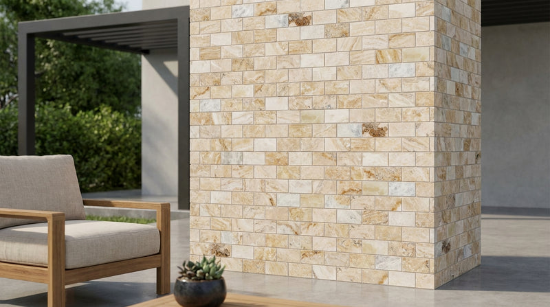 Latravonya Travertine 2x4 Filled & Honed Travertine Brick Joint Mosaic Brick Mosaic