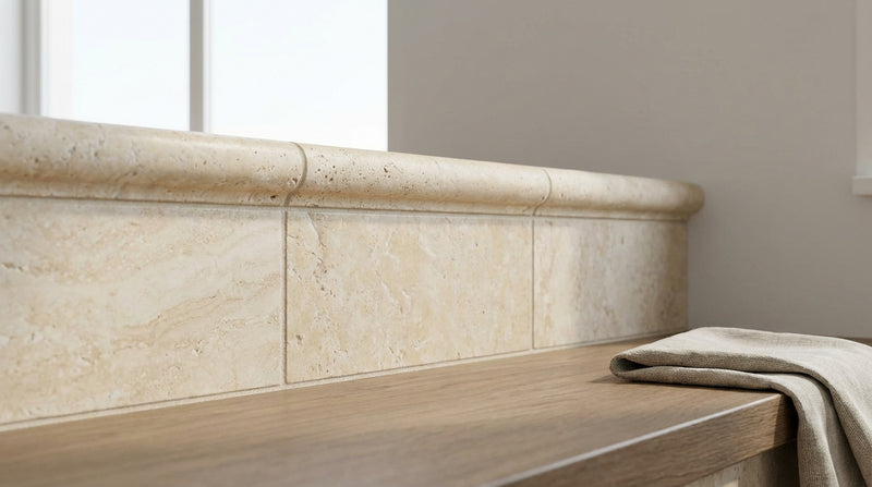 Gold / Yellow Gold Travertine 2x3 Honed Travertine Tile Corner-Ogee (Stair-tread) Trim