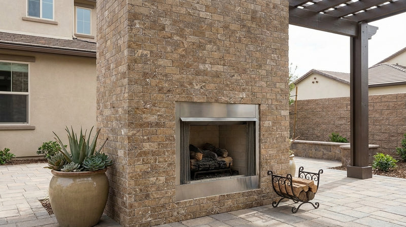 Noce (Antalya) Travertine 1x2 Tumbled Travertine Brick Joint Mosaic Brick Mosaic
