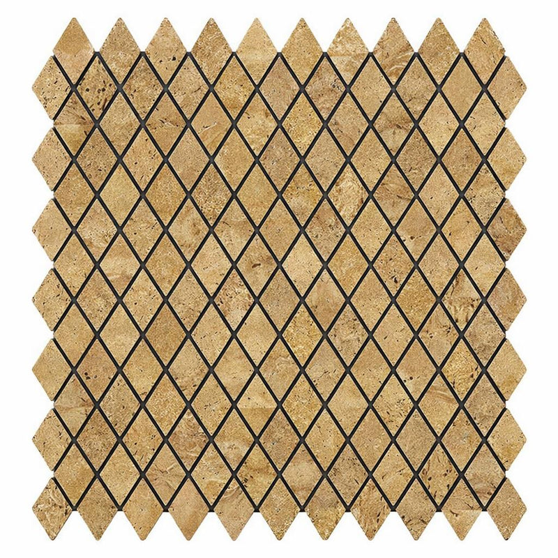 Noce (Antalya) Travertine 1x2 Tumbled Travertine Diamond / Rhomboid Mosaic