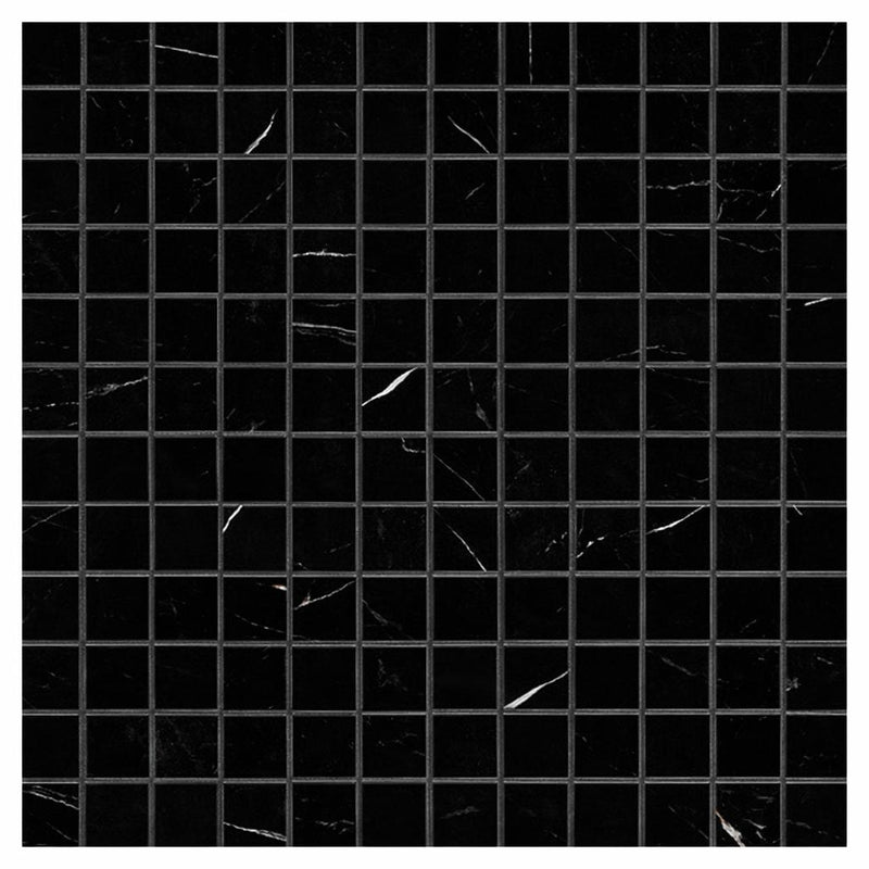 Nero Marquina (Black) Marble 1x1 Honed Mosaic