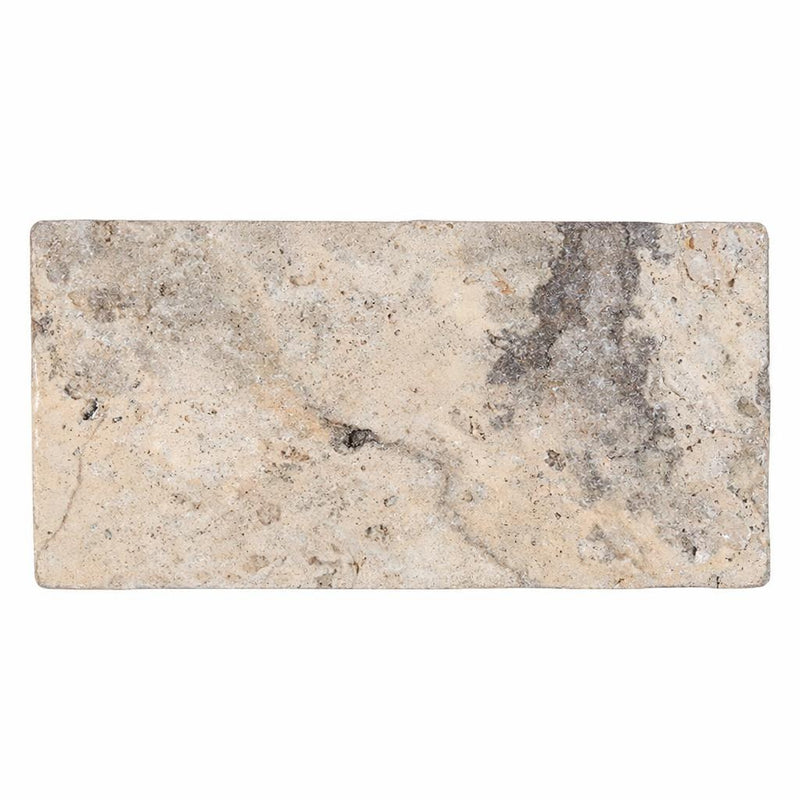 Silver (Pewter Blend) Travertine 3x6 Tumbled Travertine Tile