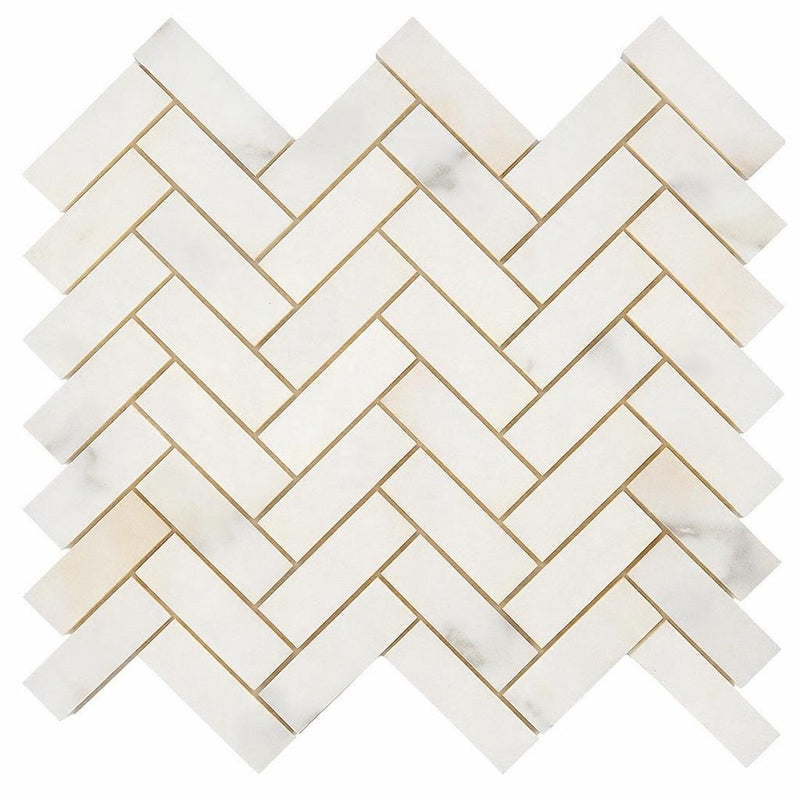Calacatta Oliva Marble 1x3 Honed Herringbone Mosaic