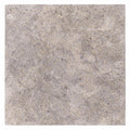 Silver (Pewter Blend) Travertine 16x16 Unfilled, Brushed & Chiseled Travertine Tile