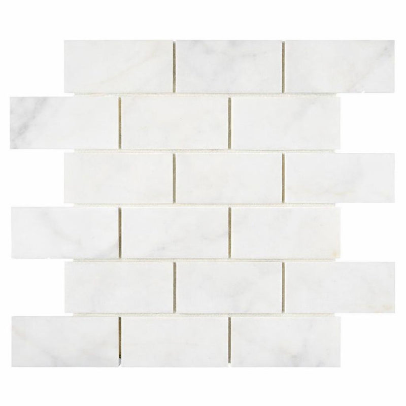 Afyon White Marble 2x4 Polished Brick Joint Mosaic Brick Mosaic