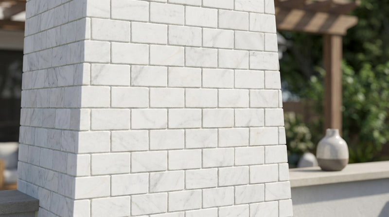 Afyon White Marble 2x4 Polished Brick Joint Mosaic Brick Mosaic