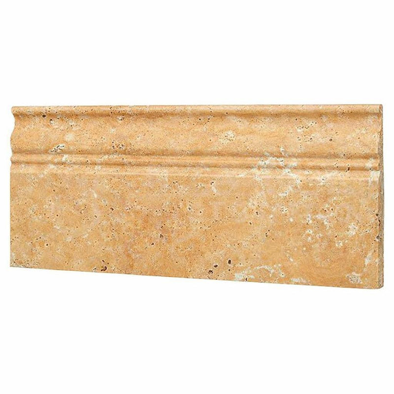 Gold / Yellow Gold Travertine 5x12 Honed Travertine Tile Baseboard Trim