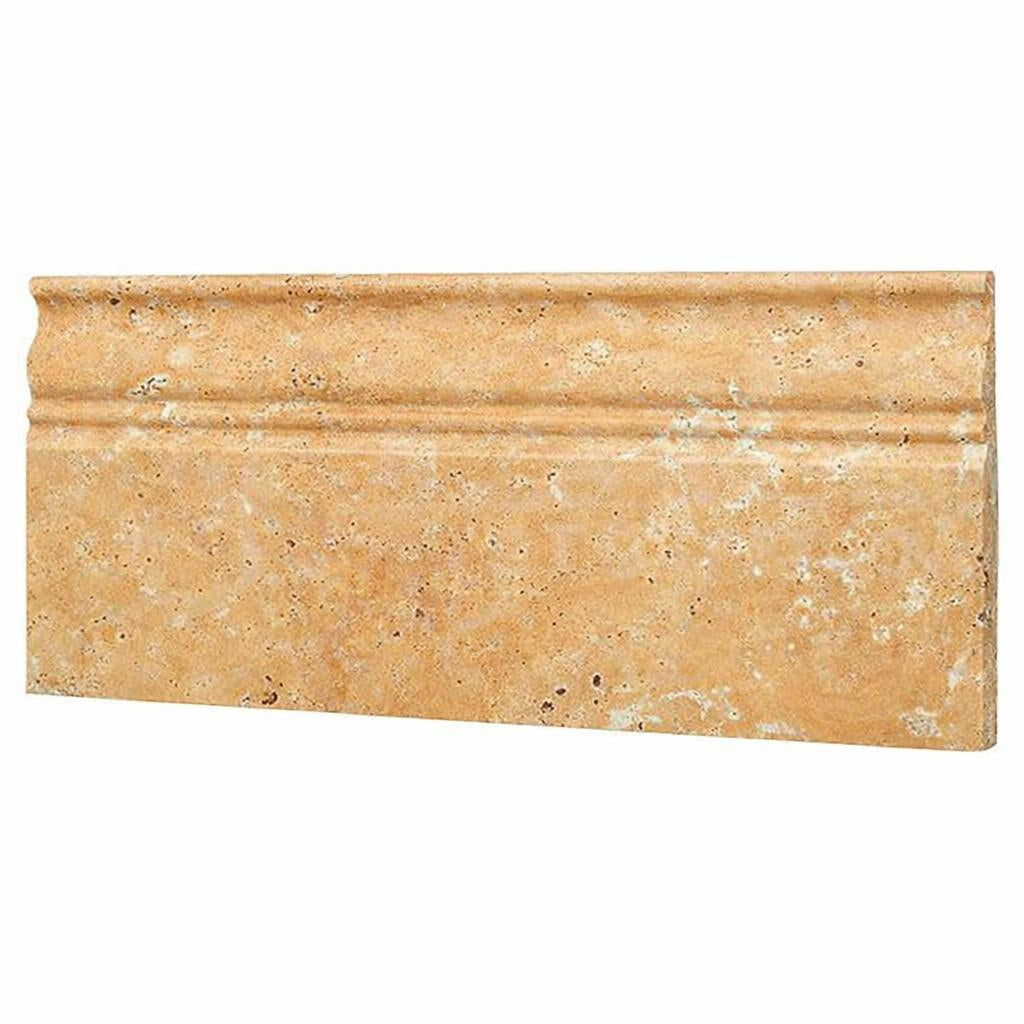 Gold / Yellow Gold Travertine 5x12 Honed Travertine Tile Baseboard Tri ...