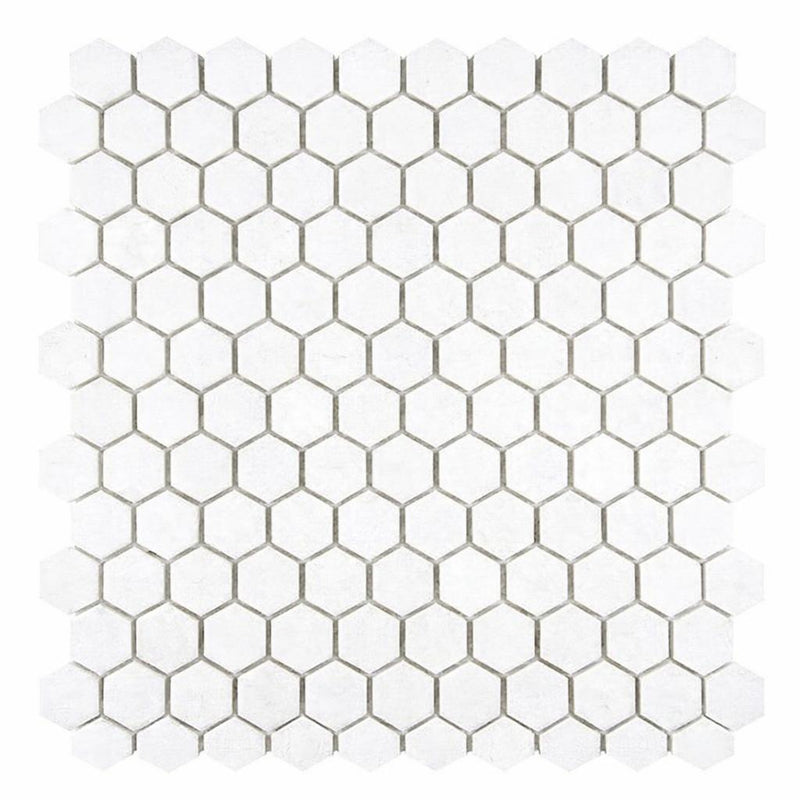 Thassos White (Greek) Marble 1x1 Honed Hexagon Mosaic