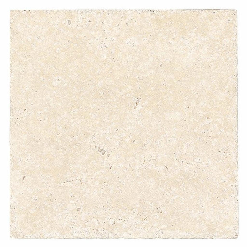 Ivory / Light Travertine 16x16 Cream Unfilled, Brushed & Chiseled Tile