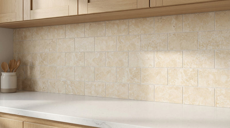 Durango / Paredon (Mexican) - Cross Cut Durango Travertine 3x6 Filled & Honed Travertine Tile