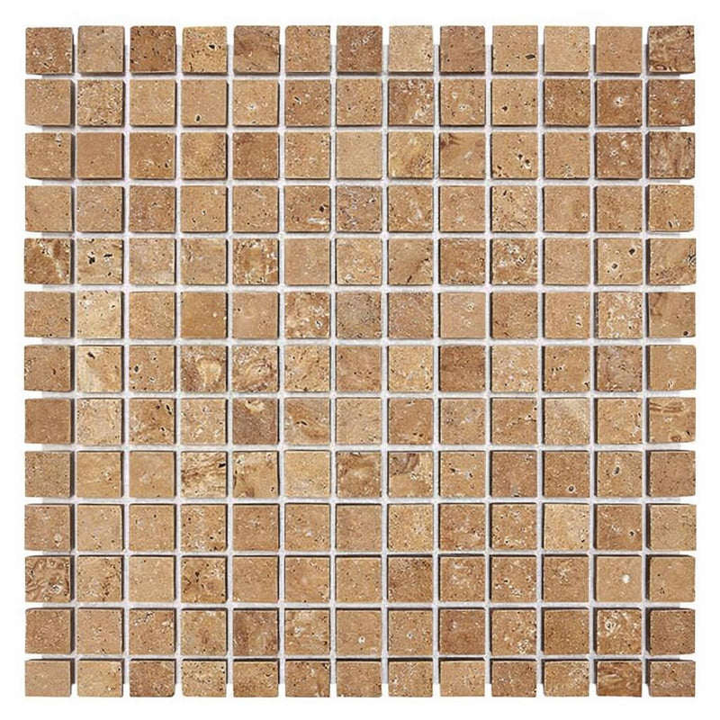 Noce (Antalya) Travertine 1x1 Tumbled Travertine Mosaic
