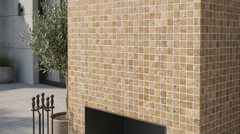 Noce (Antalya) Travertine 1x1 Tumbled Travertine Mosaic