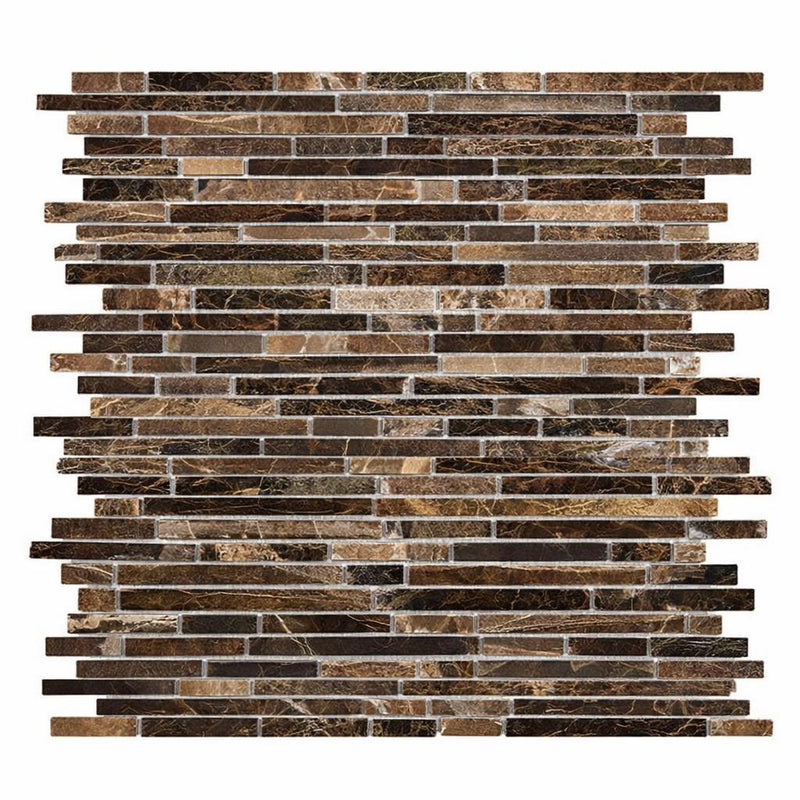 Emperador Dark (Spanish) Marble Polished Bamboo Sticks Mosaic Bamboo Sticks (Single-Color: Emperador Dark) Mosaic