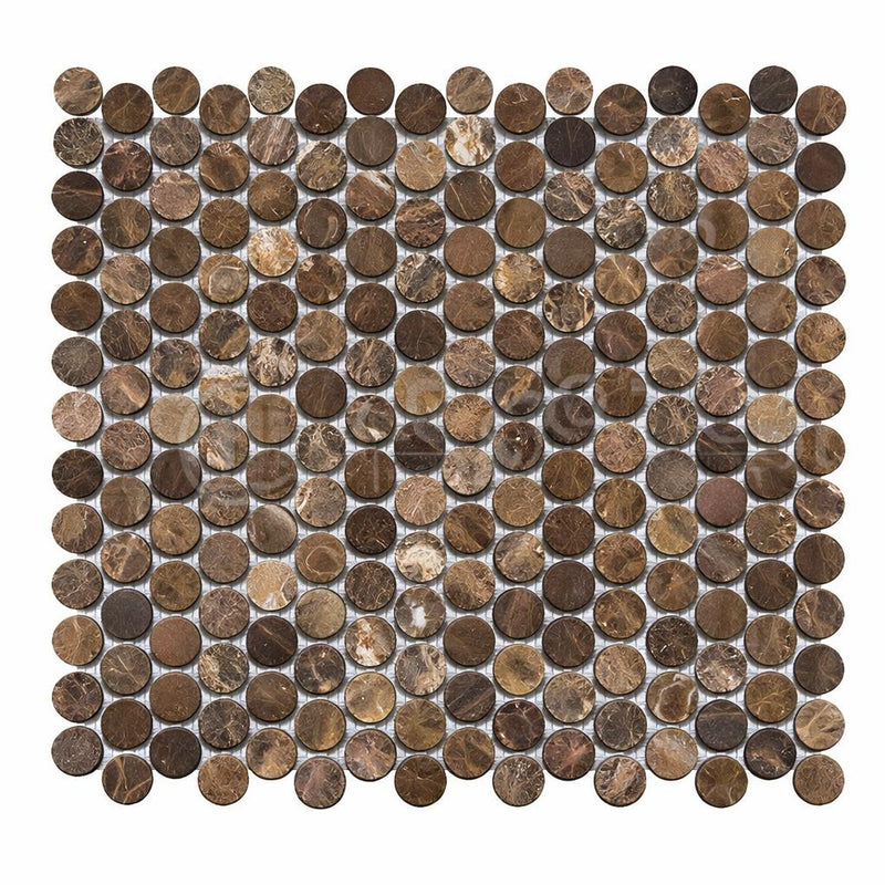 Emperador Dark (Spanish) Marble Polished Penny-Round Mosaic
