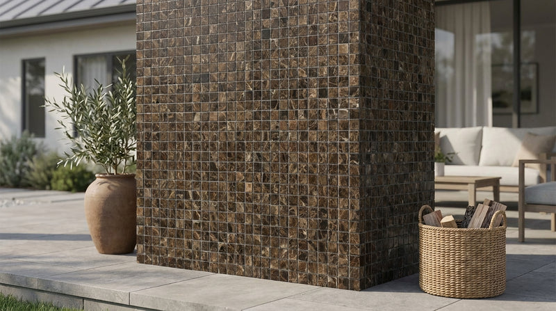 Emperador Dark (Spanish) Marble Polished 3-D Small-Bread Mosaic