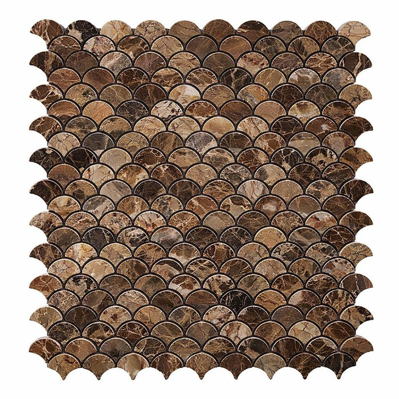 Emperador Dark (Spanish) Marble Polished Fan Mosaic FAN (Raindrop) Mosaic