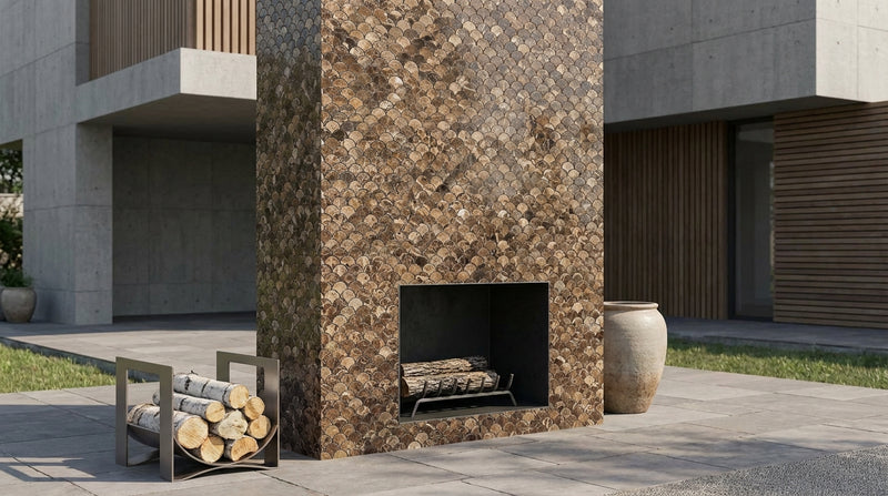 Emperador Dark (Spanish) Marble Polished Fan Mosaic FAN (Raindrop) Mosaic