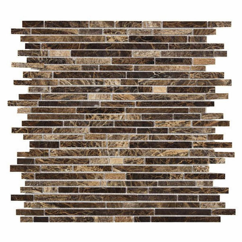 Emperador Dark (Spanish) Marble Polished Mosaic Lattice (Emperador Dark + Crema Marfil)