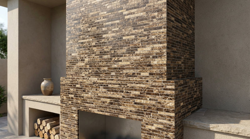 Emperador Dark (Spanish) Marble Polished Mosaic Lattice (Emperador Dark + Crema Marfil)