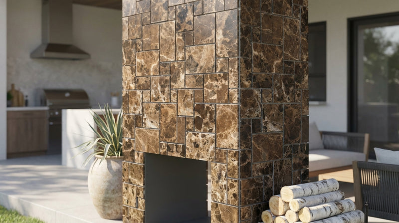 Emperador Dark (Spanish) Marble Polished Mosaic Mini-Versailles Pattern