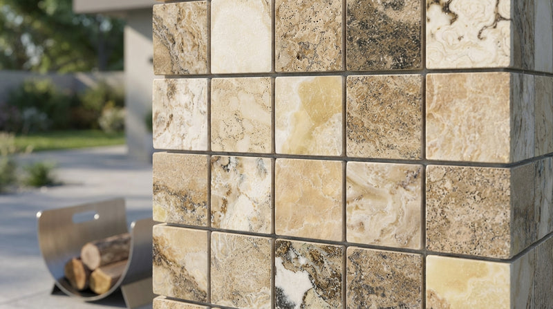 Antico Onyx 2x2 Tumbled Travertine Mosaic