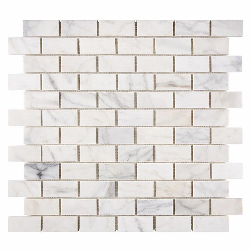 Calacatta Gold (Italian) Marble 1x2 Honed Brick Joint Mosaic Brick Mosaic